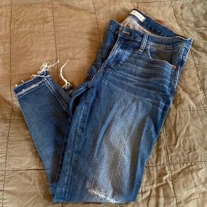 Madewell 9” High Rise Skinny Vintage Wash Raw Hem Jeans, Sz 32P